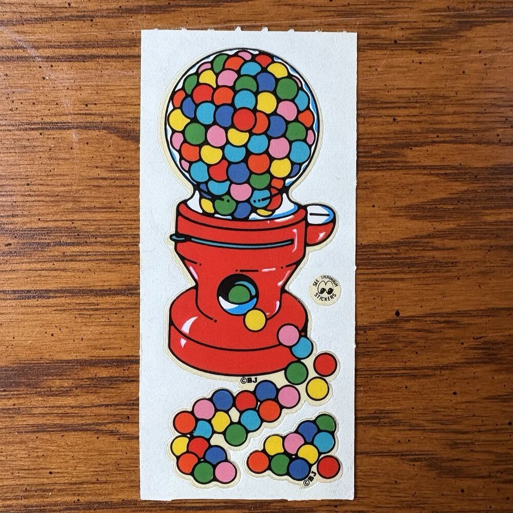 Vtg 80s BJ Sticker Lot Prism Foil Gumball Rainbow Cupcakes Bear Hearts Bugs - Picture 4 of 9